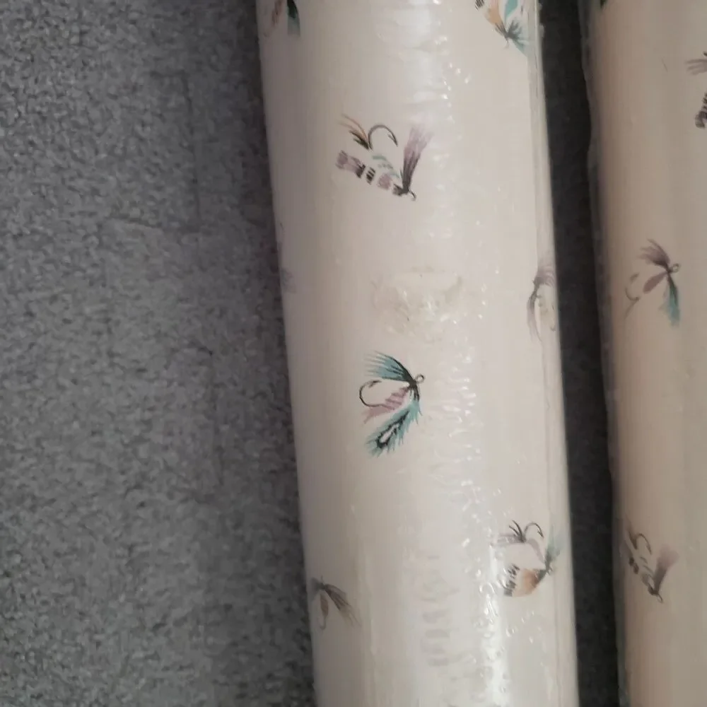 Coloroll Fishing Lures Pre Pasted Vinyl Wallpaper Wallcovering 4 Double Rolls